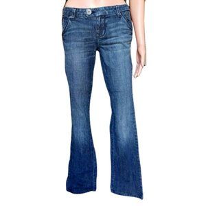 90s Vintage Women's Low Rise Flared DKNY Blue Jeans